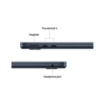 ⁦أبل ماك بوك إير ام4 - 13 بوصة - معالج 10 أنوية ووحدة معالجة رسومية 8 أنوية - 16 جيجابايت - 256 جيجابايت اس اس دي - ميد نايت⁩ - الصورة ⁦7⁩