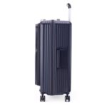 ⁦عربة سفر أمريكية من نوع ترينتو بأربع عجلات مصنوعة من البولي كربونات الصلب، 76 سم - أسود⁩ - الصورة ⁦3⁩