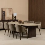 ⁦طاولة طعام مرسين 6 مقاعد رمادي/بني⁩ - الصورة ⁦3⁩