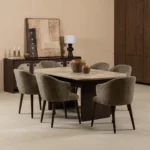 ⁦طاولة طعام مرسين 6 مقاعد رمادي/بني⁩ - الصورة ⁦2⁩